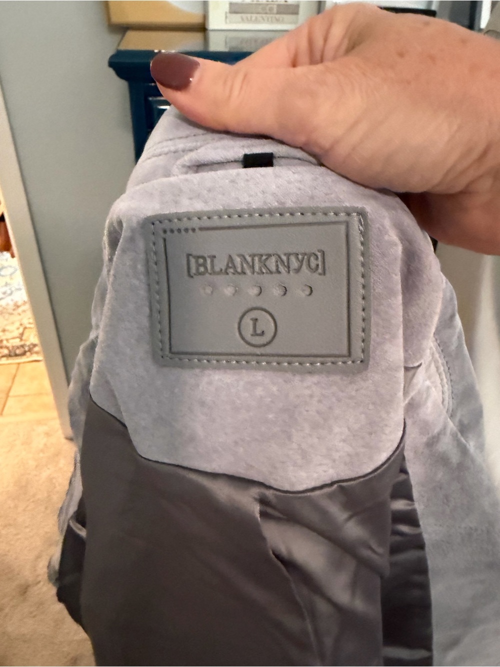 BlankNYC Light Gray Suede Leather Moto Jacket, NWT, size large - Picture 6 of 8